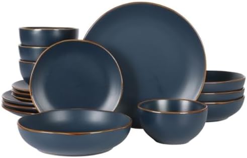 Gibson Home Hazeltine 16-Piece Navy Blue Stoneware Dinnerware Set