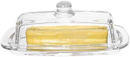 Glass Butter Dish with Lid,Large Deep Covered Butter Dish,Clear