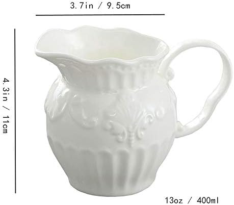 FUYU Relief White Ceramic Creamer and Sugar Bowl Set Coffee Serving