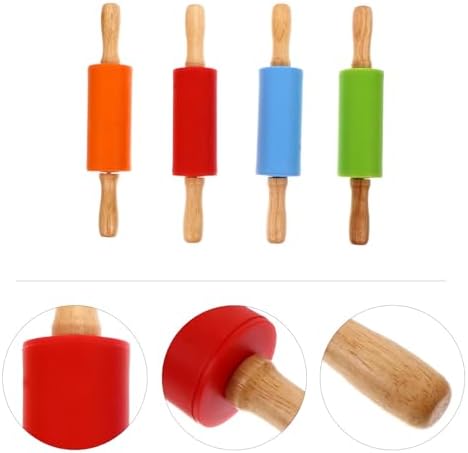 Silicone Rolling Pins for Baking with Wood Handle 4pcs