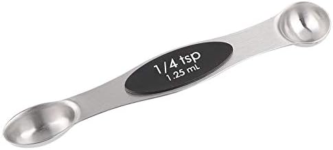 Measuring Spoons with Scraper, Stainless Steel Set