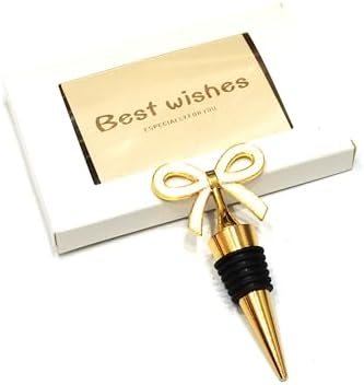 Bow Wine Stoppers for Wine Bottles 3 Packs - Golden Bowtie Stopper