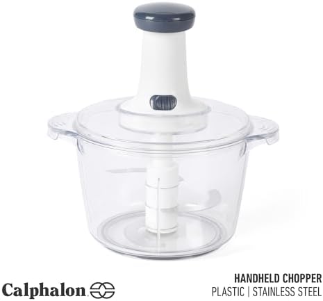 Calphalon Aero Food Chopper, Manual Vegetable Chopper with Container, Large-Capacity BPA-Free Chopping Bowl with Interchangeable Blades for Dicing, Slicing & Meal Prep