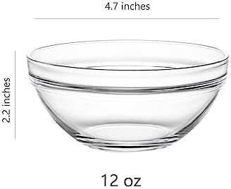 Sweejar 4.5 inch Small Glass Bowls Set, 12 oz Prep Bowls for Cooking