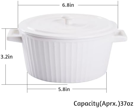 WHJY White Colorful Ceramic Casserole Dish with Lid,1 Quart Ceramic