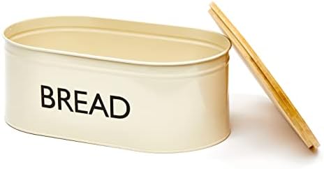 RoyalHouse Premium Metal Bread Box with Bamboo Lid