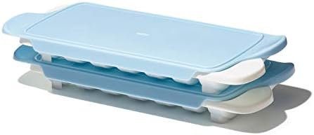 OXO Good Grips Flexible Ice Cube Tray with Lid - 2 Pack, Blue & White