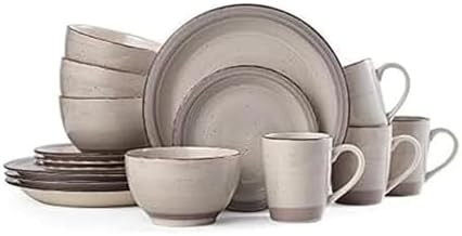 Pfaltzgraff Sadie 16-Piece Cream Dinnerware Set, Service for 4, Durable Stoneware Plates and Bowls with Classic Design, Microwave and Dishwasher Safe