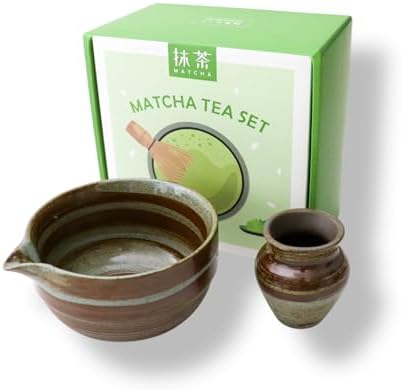 Matcha Bowl and Whisk Holder Set, 2 Pc Japanese Ceramic Matcha Tea Kit