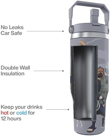 Naruto Kakashi Ninja Pup Anime Tumbler with Lid, 30 Oz, Stainless