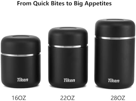 Tiken Stainless Steel Vacuum Insulated Food Jar - 16oz Leakproof
