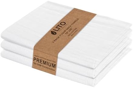 LITO LINEN AND TOWEL Flour Sack Tea Towels for Kitchen, 100% Cotton