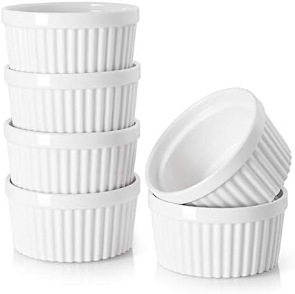 DOWAN 4 oz Ceramic Ramekins Set of 6, Oven Safe Souffle Dishes for Air