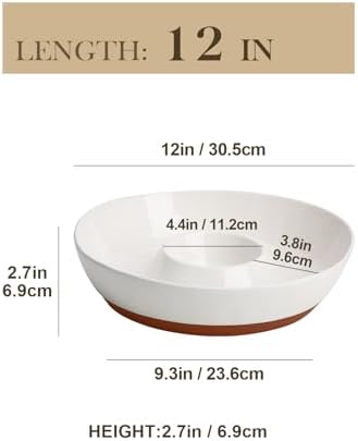 MALACASA Ceramic Chips and Dip Serving Tray, 12 Inch Dip Serving Tray