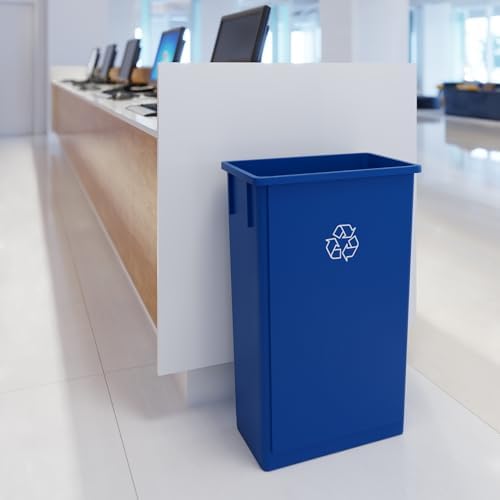 23 Gallon Rectangular Slim Trash Can, Blue