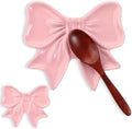 Pink Bow Spoon Rest for Stove Top, Cute Ceramic Spoon Holder