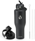 RAYMYLO 40 oz Insulated Water Bottle with Straw, Fit in Car Cup Holder
