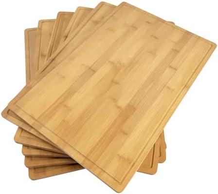 Bulk Wholesale Set of 6 Bamboo Cutting Boards, 18x12 XL, Juice Groove