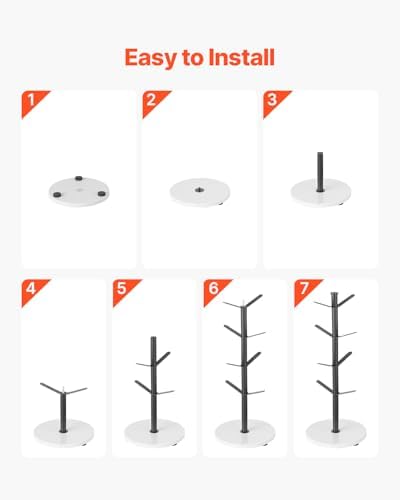 VEVOR Mug Holder Tree with Marble Base, 8 Hooks Coffee Cup Holder for