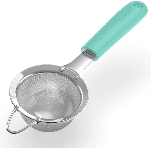 U-Taste Fine Mesh Strainer, 18/8 Stainless Steel Sieve 30 Mesh, S/Aqua