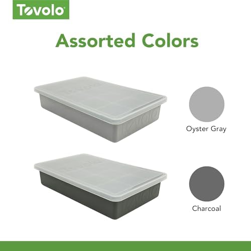 Tovolo Silicone Ice Cube Tray with Lid for Freezer Charcoal Gray