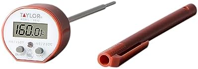 Taylor Waterproof Digital Instant Read Thermometer, Red