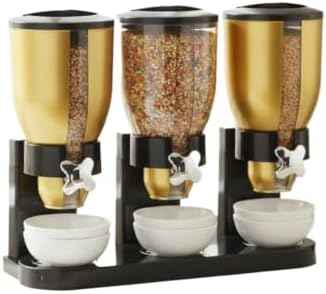 Triple Cereal Dispenser with Crumb Tray, Compact Kitchen Storage