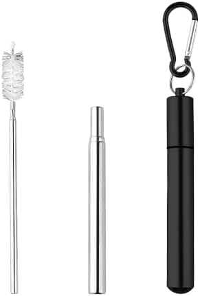 Sisadodo Collapsible Drinking Straws with Cleaning Brush Travel Straw