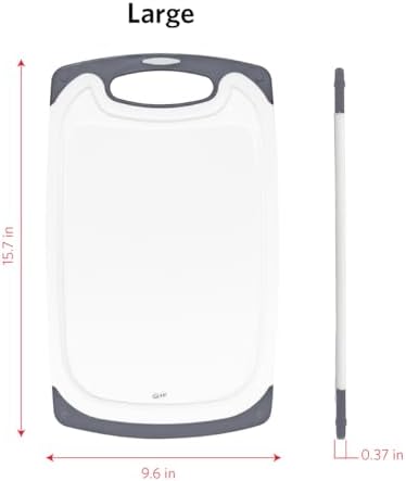 Glad Cutting Boards for Kitchen - 3pc Cutting Board Set with Juice Grooves and Non Slip Handles - Assorted Sizes for Meat, Vegetables, and Fruit - Non Porous, Dishwasher Safe, Grey