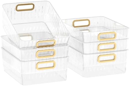 Kekow 6-Pack Clear Pantry Organizer Bins, Plastic Storage Bins with