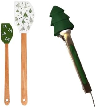 Christmas Silicone Spatulas & Tongs Set, 3-Piece