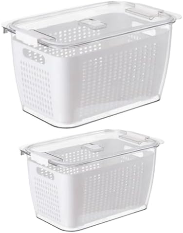 GLEAVI L 4.5l Fridge Fruit Storage Container Double Layer Draining