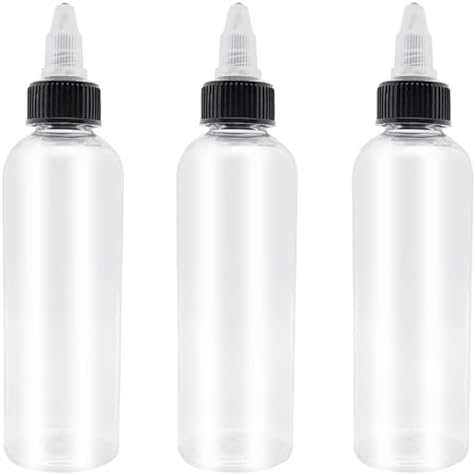 3 Pcs 6oz Dispensing Bottles, Plastic Squeeze Bottles with Twist Top
