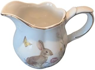 GraceTeaWare1 Ceramic Easter Bunny Creamer with Gold Accent