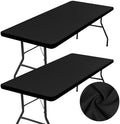 homing 2 Packs 6 Foot Rectangle Black Elastic Fitted Table Cloth