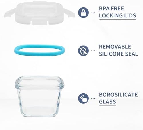 6 oz Glass Food Storage Containers with Lids, 6-Pack