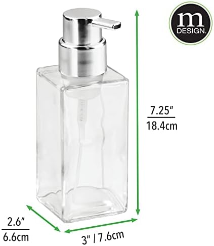 mDesign Glass Refillable Foaming Hand Soap Dispenser Modern Square