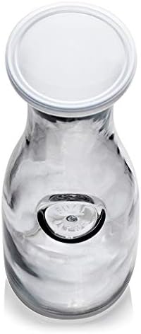Glass Carafe Pitcher w White Silicone Lid & Tapered Neck-1 Litre
