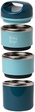 Easy Togo 3 Tier Lunch Box 43Oz-Blue Stainless Steel Stackable Lunch