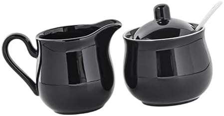 Ceramic Sugar and Creamer Set Sugar Bowl with Lid and Spoon Premium