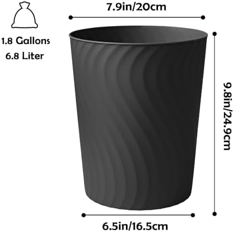 YGJT Small Bathroom Trash Can, 6 Pack, 1.8 Gallons