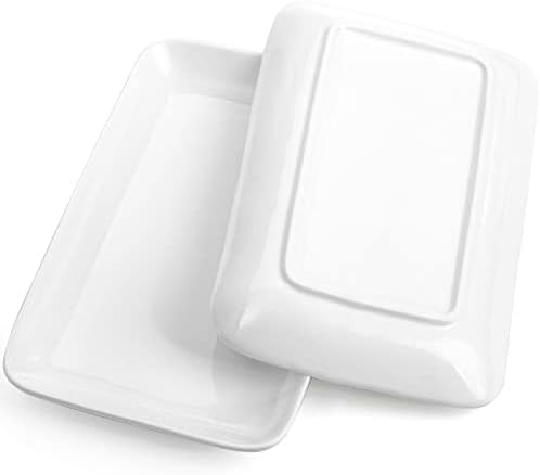 Foraineam Rectangular Salad Plates, 10 Inch White Porcelain Dessert