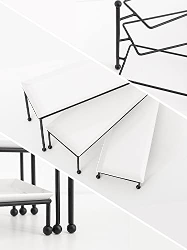 Kanwone 3 Tiered Serving Stand - White Porcelain Platters, 14.5" x 6"