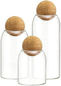 AEFPOYMXU 3 Pcs Glass Jars with Cork Ball Lid Set Kitchen Food