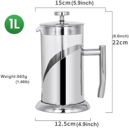 SOTECH Stainless Steel French Press, 1L