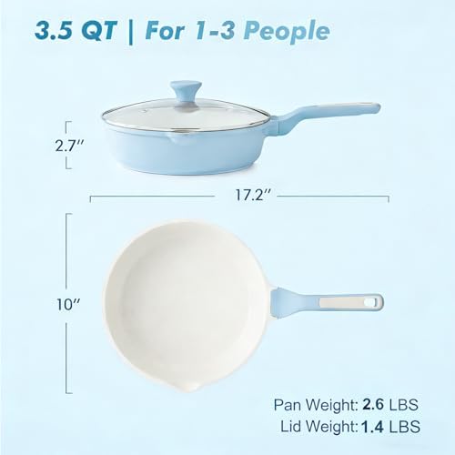 SENSARTE Nonstick Ceramic Saute Pan 10-inch, 3.5QT Nonstick Skillet