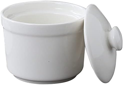 SHERCHPRY 14 Oz Custard Cups - Ceramic Ramekins with Lid, White Soup