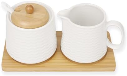 Ceramic Sugar and Creamer Set, Porcelain Coffee Serving Set with Cream