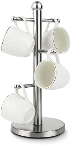 Mug Holder Tree, 6 Hooks Stainless Steel Coffee Cup Holder Coffee Mug