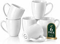 White Porcelain Coffee Mugs Set of 6, 13 Ounce Coffee Cups with